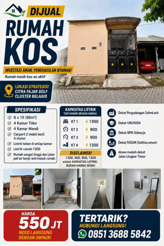 Dijual Rumah Kos Aktif