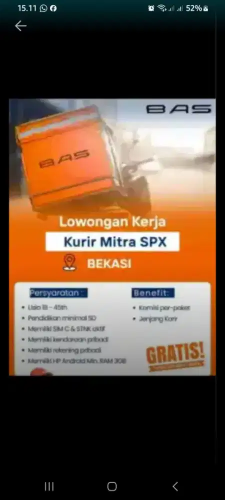 LOWONGAN KURIR MOTOR DELIVERY SHOPEE EXPRESS (SPX)