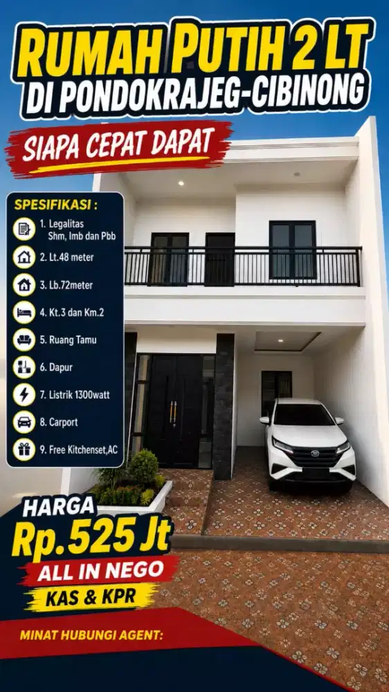 Rumah murah 2 lantai.500 juta kes.