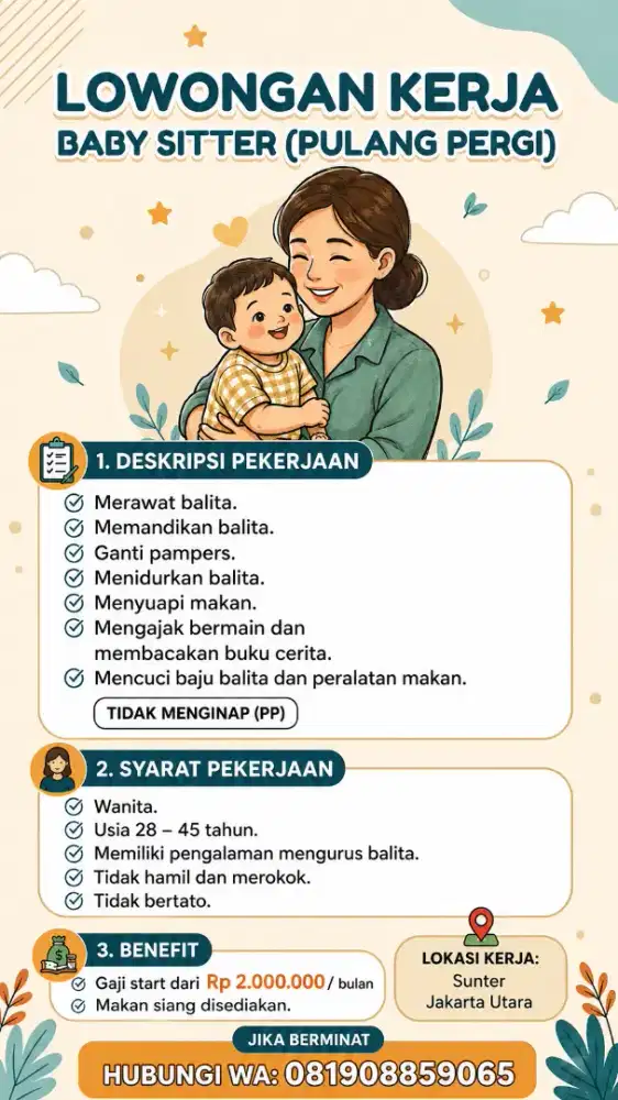 Art momong / baby sitter Pulang pergi