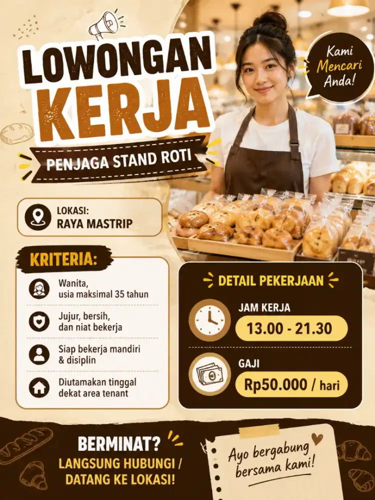 Lowongan Penjaga Stand Roti