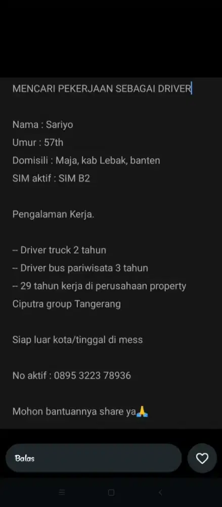 Mencari pekerjaan sebagai driver