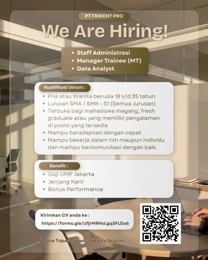 Loker PT Trident Pro untuk Administrasi, Data Analyst, & MT