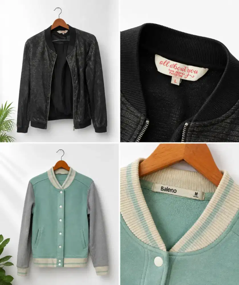 2 Jaket Wanita | Varsity Mint & Outer Hitam