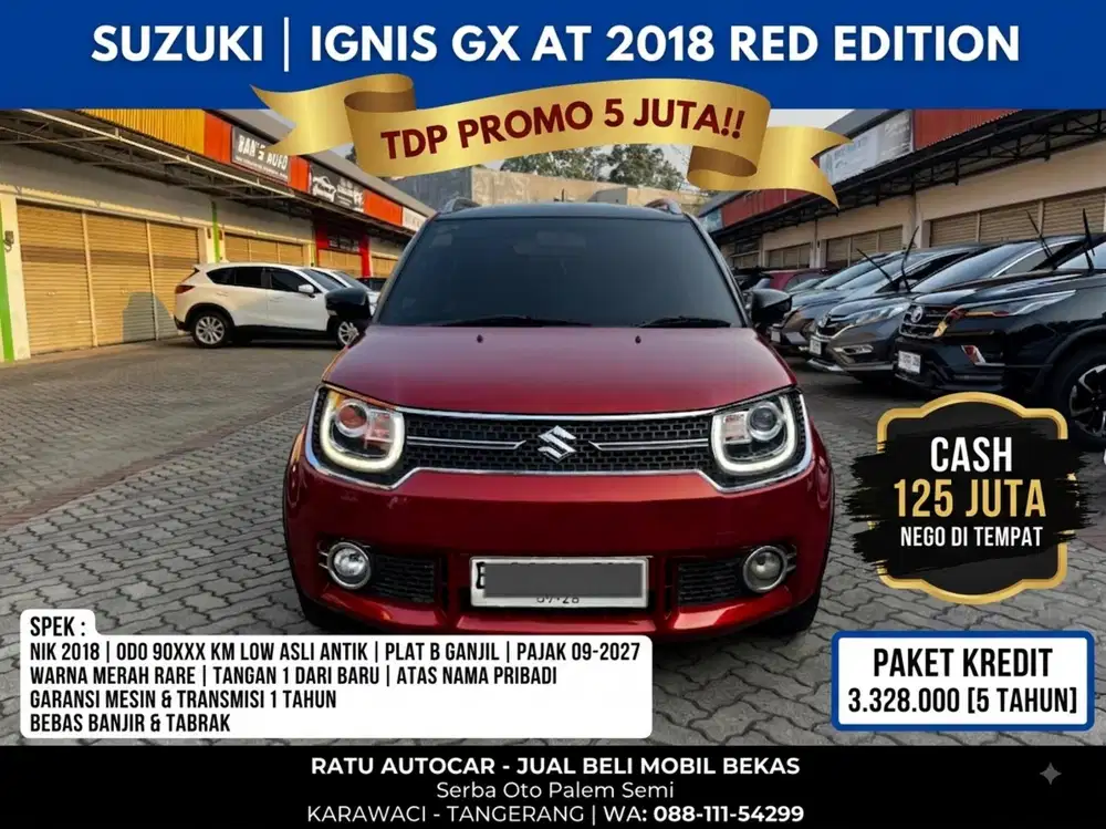 RARE ITEM !! SUZUKI IGNIS GX MATIC 2018 RED EDITION
KM 90RB