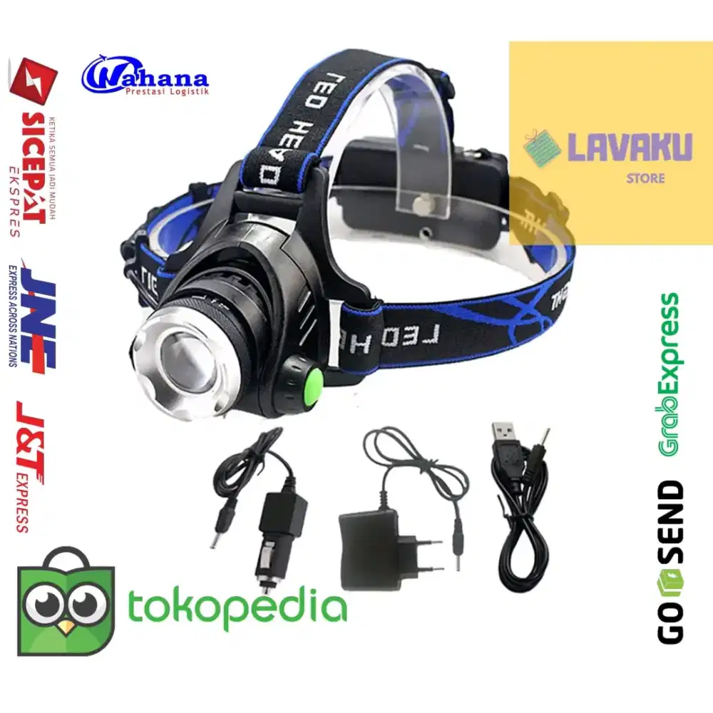 PAKET Komplit TaffLED High Power Headlamp LED Cree XML T6 - Black