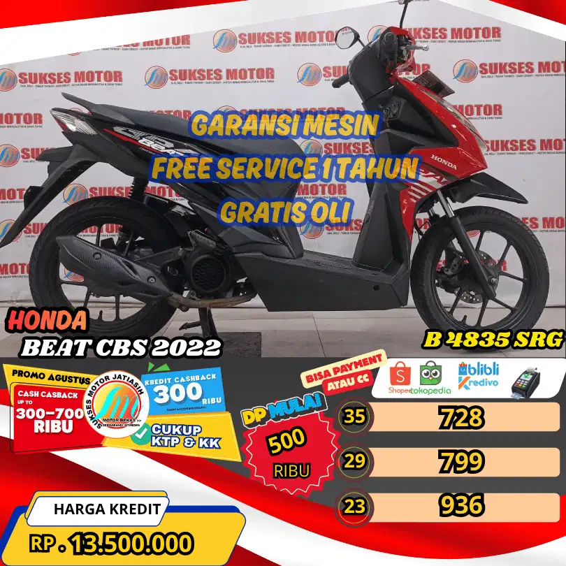 BEAT CBS 2022 PROMO BISA PAYMENT SPYLATER KREDIVO DAN CC(SUKSESMOTOR)