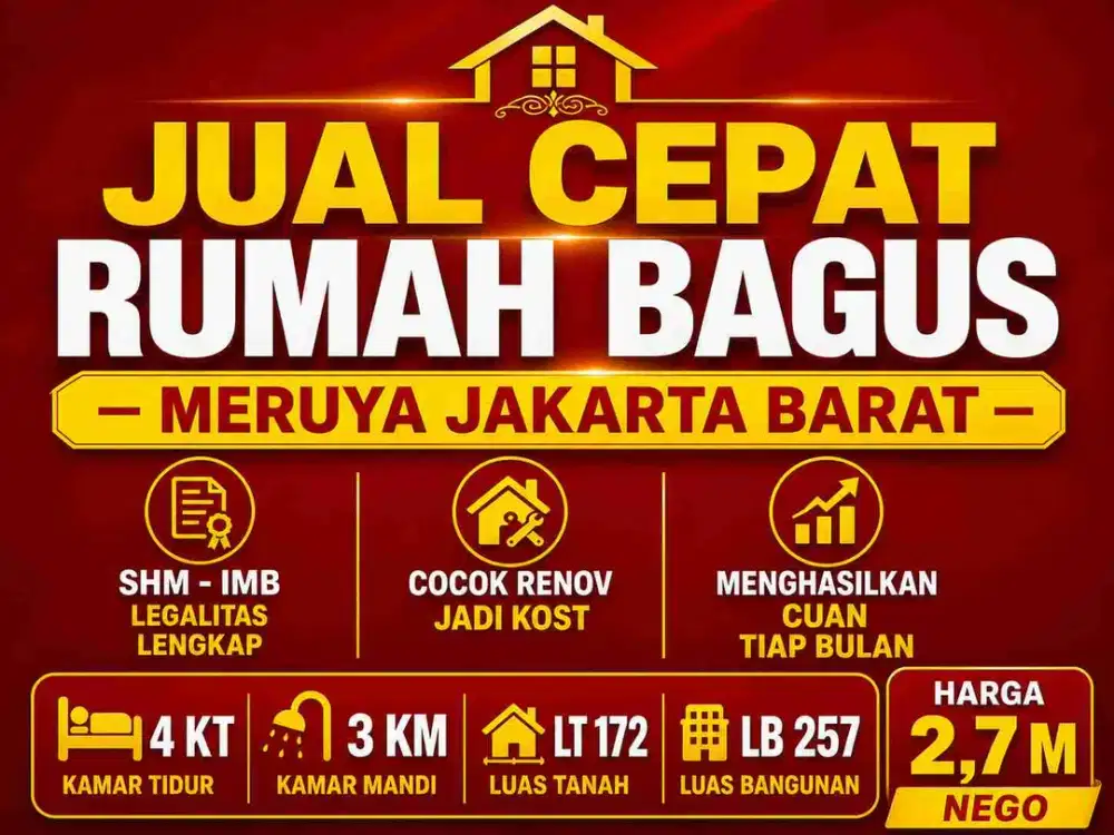 JUAL CEPAT RUMAH BAGUS COCOK RENOV JADI KOST DI MERUYA