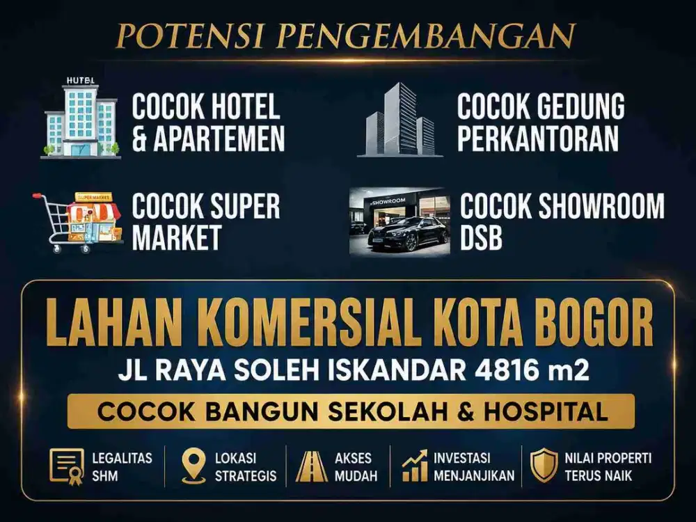 TANAH LAHAN KOMERSIAL JALAN RAYA SOLEH ISKANDAR KOTA BOGOR