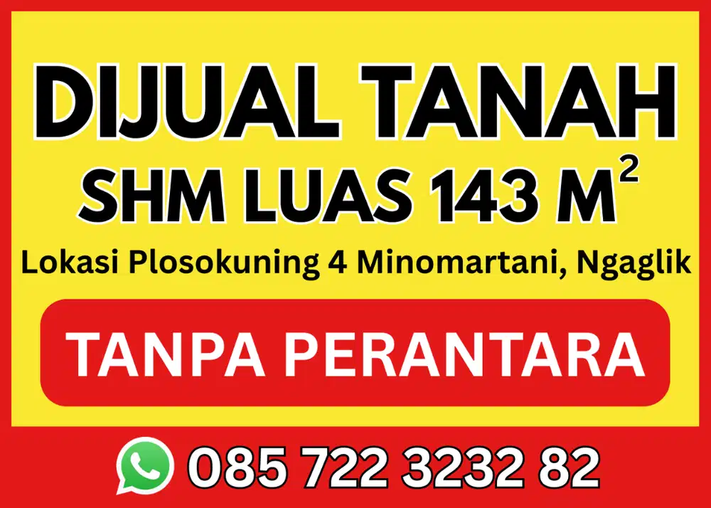 Tanah murah di Plosokuning Minomartani, Dekat UII, JIH, Jakal km 9
