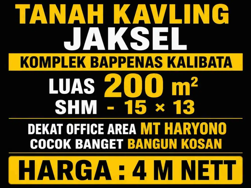 TANAH KAVLING KOMPLEK BAPPENAS KALIBATA