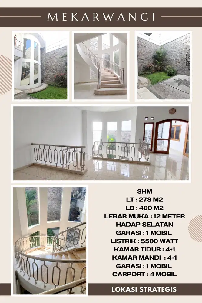 RUMAH MEWAH 2 lantai Mekarwangi, Singgasana Pradana, Mekar wangi