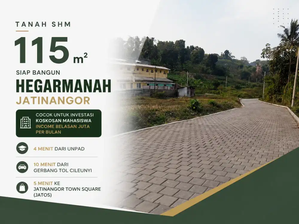 Investasi Tanah SHM 115 m2 Hegarmanah Jatinangor Dekat Unpad Potensi Kos