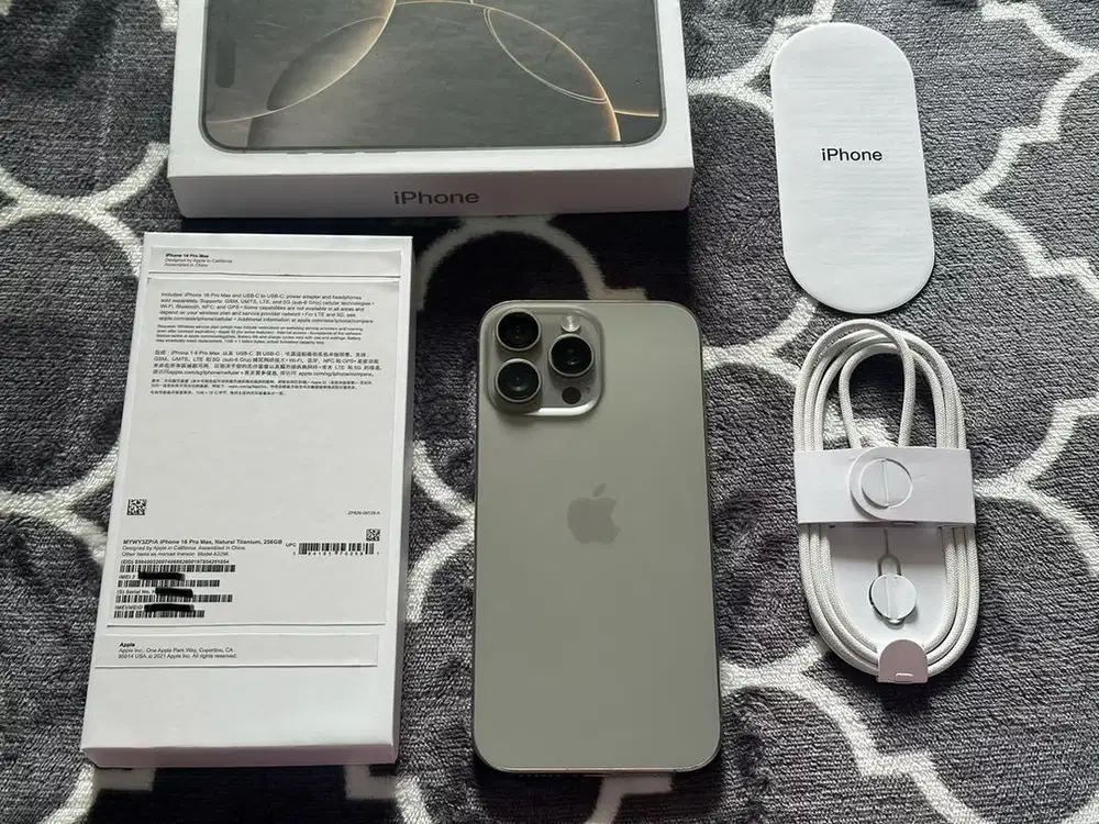 iPhone 16 Pro Max 256Gb Natural Titanium Beacukai Fullset Siap Pakai