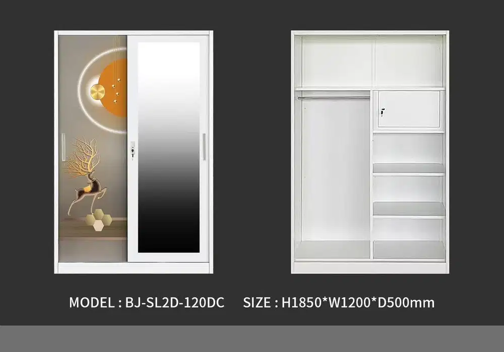 Lemari sleeding 2 pintu 120