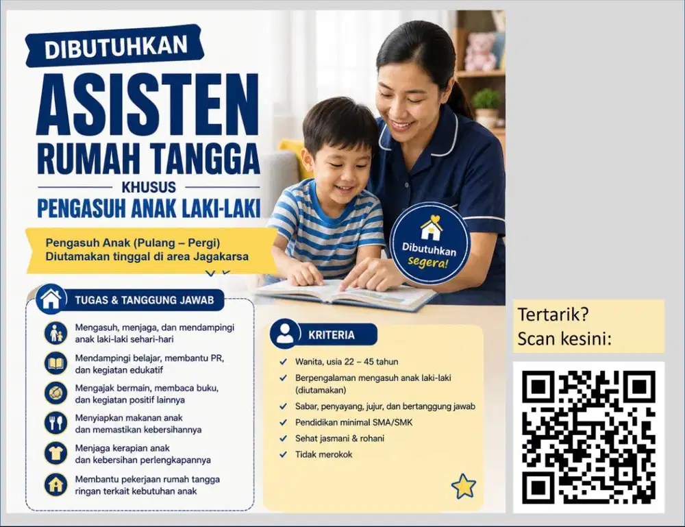 Dicari ART PP, Jagakarsa, Jakarta Selatan