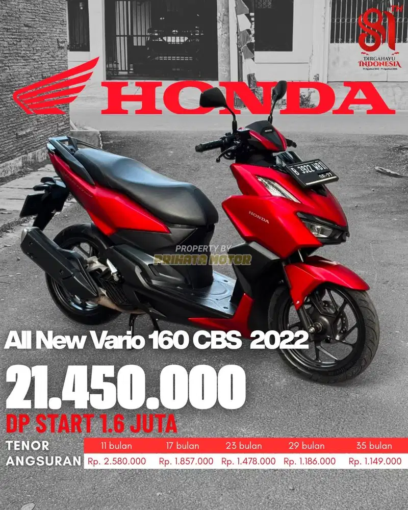 CREDIT MULAI 1,6 JUTAA HONDA ALL NEW VARIO 160 CBS ISS ESP 2022