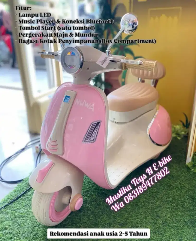 Motor Aki Vespa Anak utk usia 2-5thn bergaransi mesin
