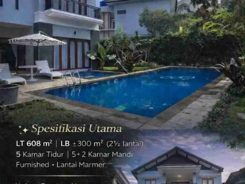 Dijual Rumah Furnish Mewah ada Kolam Renang di Dago Permai Bandung
