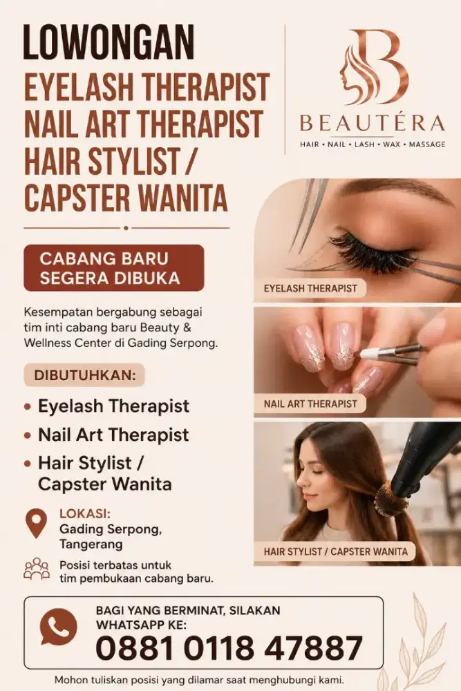LOWONGAN BEAUTY THERAPIST – GADING SERPONG
