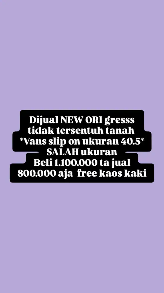 Dijual rugi sepatu baru VANS SLIP