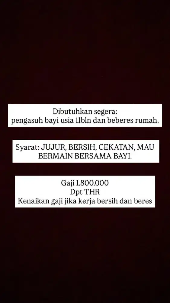 Dibutuhkan segera, lokasi di Pasar baru, Jl. KS Tubun