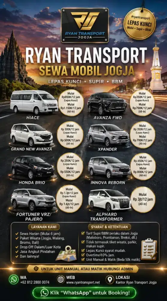 SEWA MOBIL JOGJA  MURAH LEPAS KUNCI