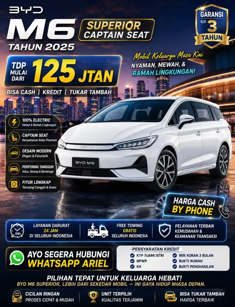 BYD M6 Superior captain seat tahun 2025