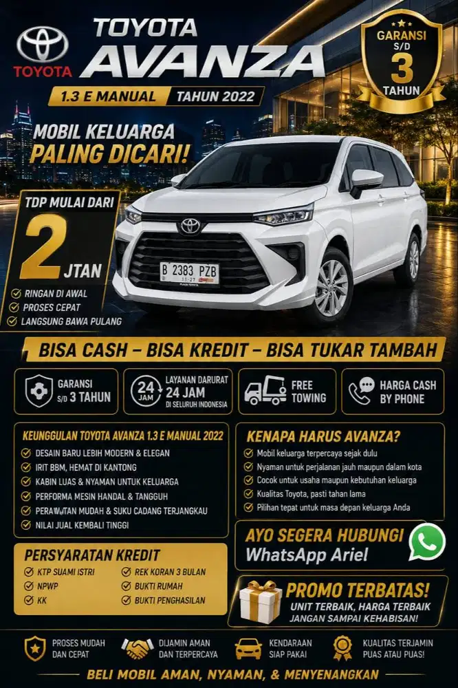 Avanza 1.3 E manual tahun 2022