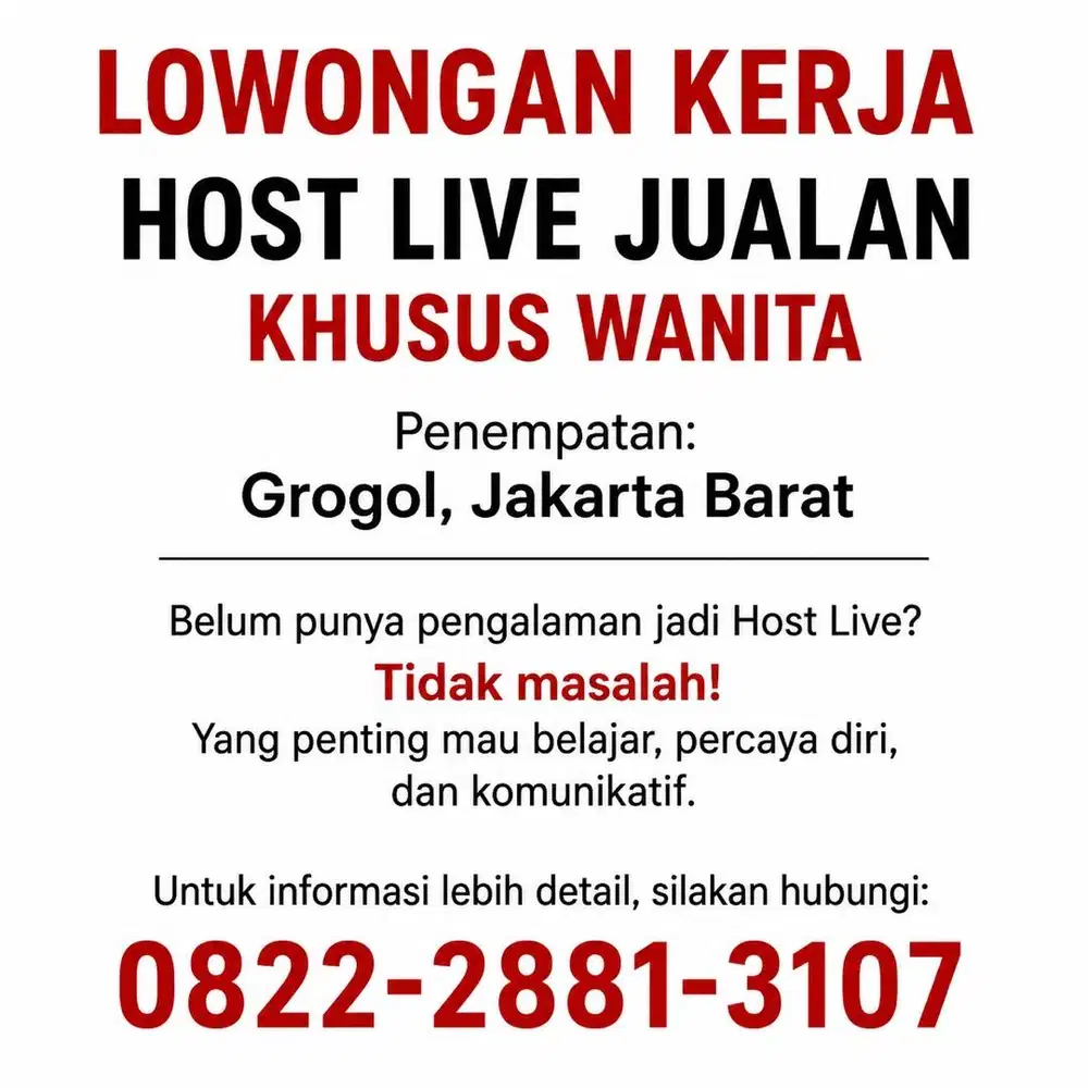 Lowongan Kerja Khusus Wanita