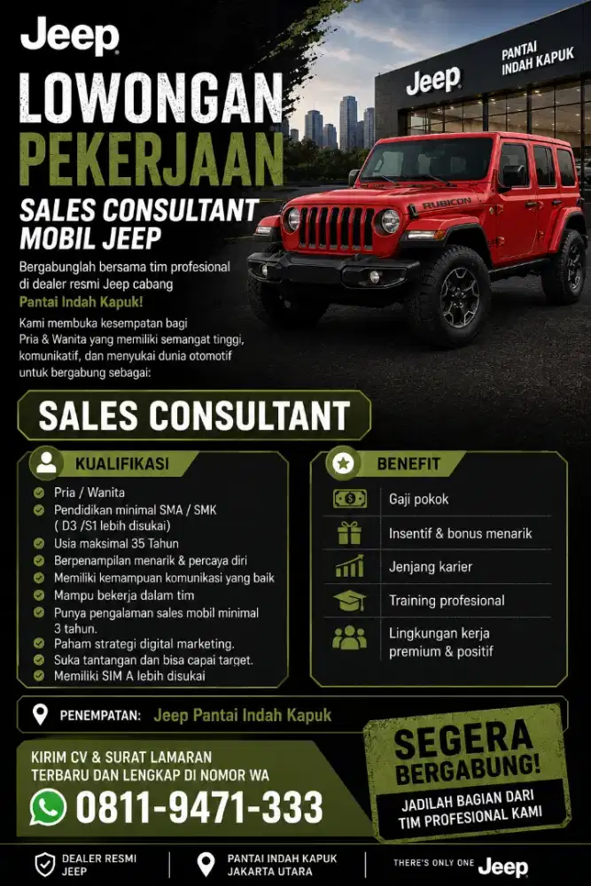 Lowongan sales mobil jeep