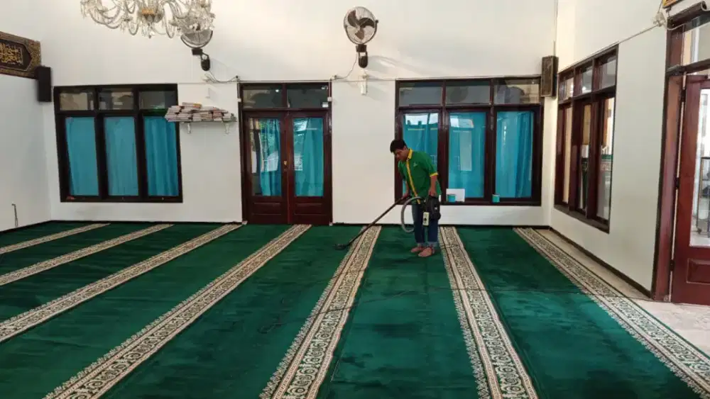 Karpet Masjid Tipe Super hijau Polos Motif Keong