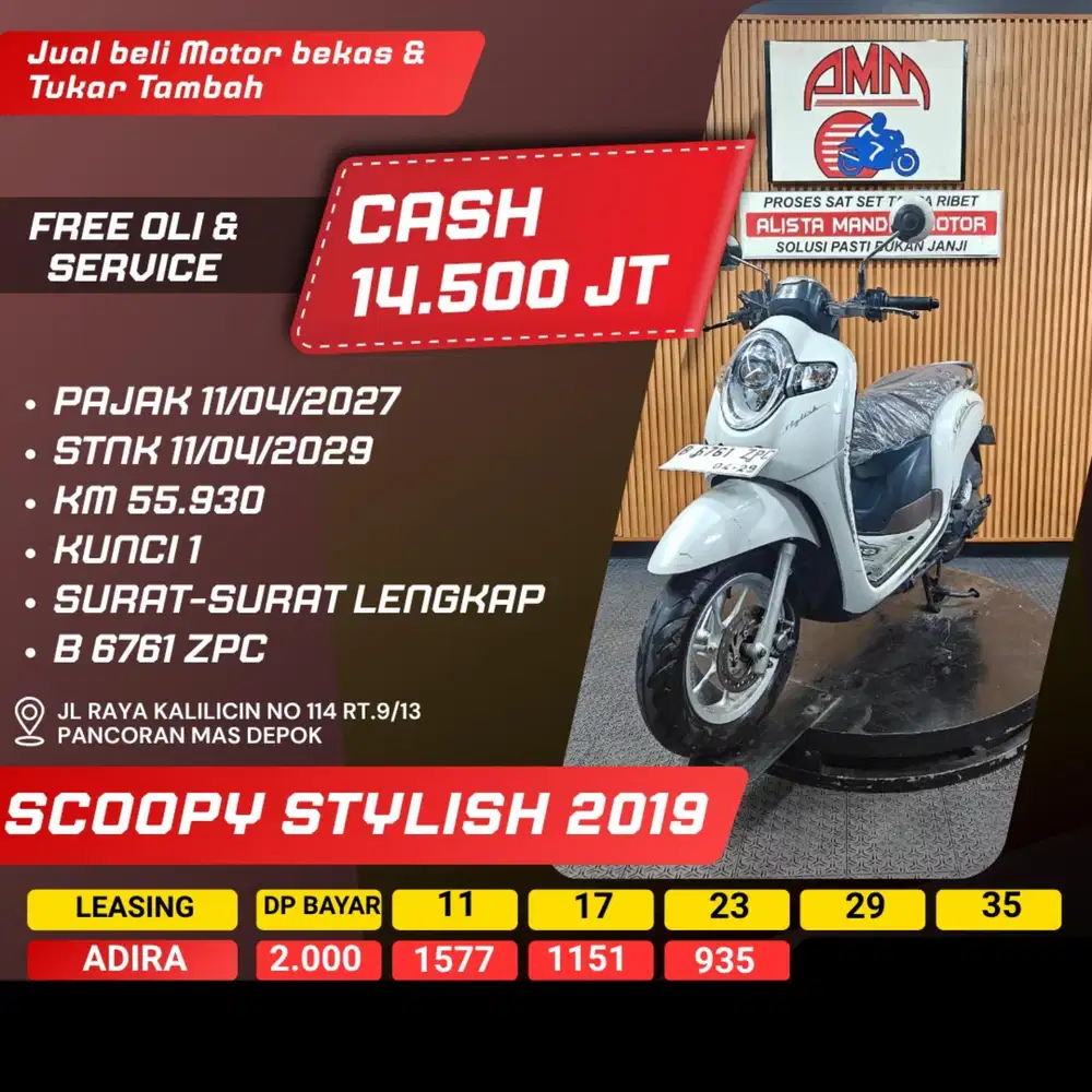 SCOOPY STYLISH 2019 PAJAK HIDUP CASH / KREDIT ALISTA