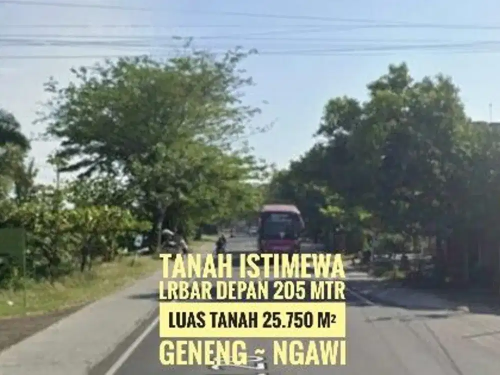 (H) Tanah Pekarangan LD 205 mtr, NOL Jl Raya Propinsi Madiun-NGAWI Prospektif