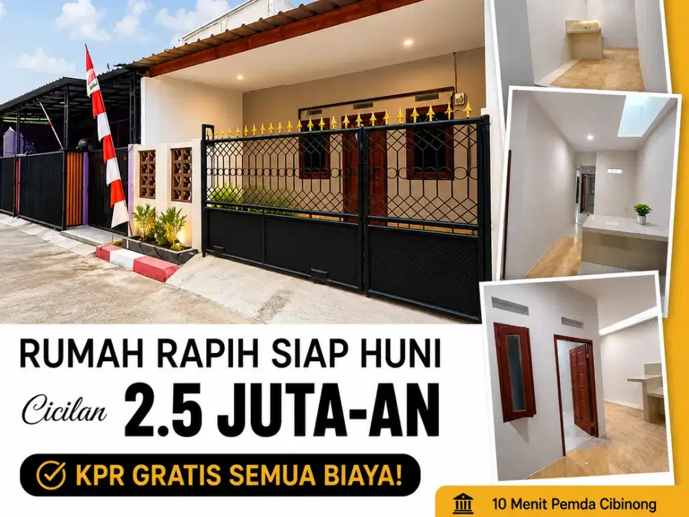 Rumah Rapih Siap Huni Harga Murah Cicilan 2.5 JUTAAN Aja Deket Stasiun & Pemda Cibinong