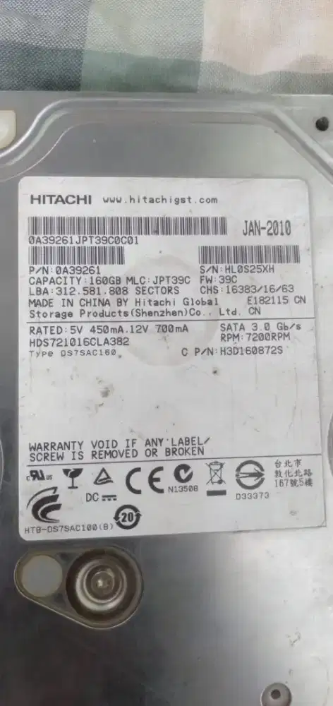 Di jual murah meriah ber kualitas hardisk 160 GB