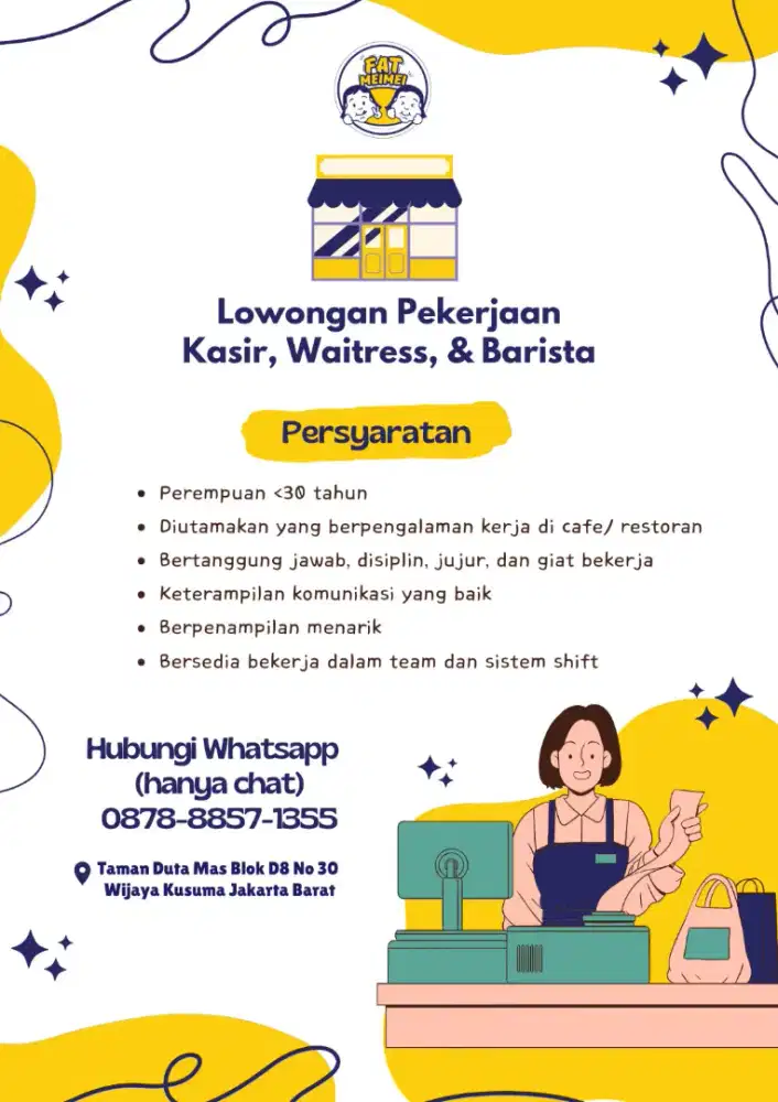 Dibutuhkan Karyawati Toko Kue Jelambar