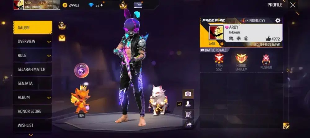 Jual akun free fire