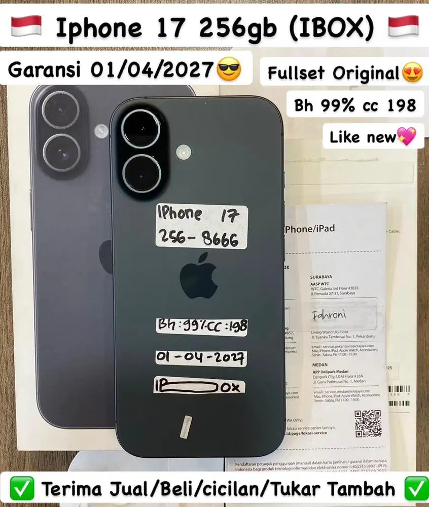 Iphone 17 256 Gb Black Ibox Resmi Masih Garansi panjang