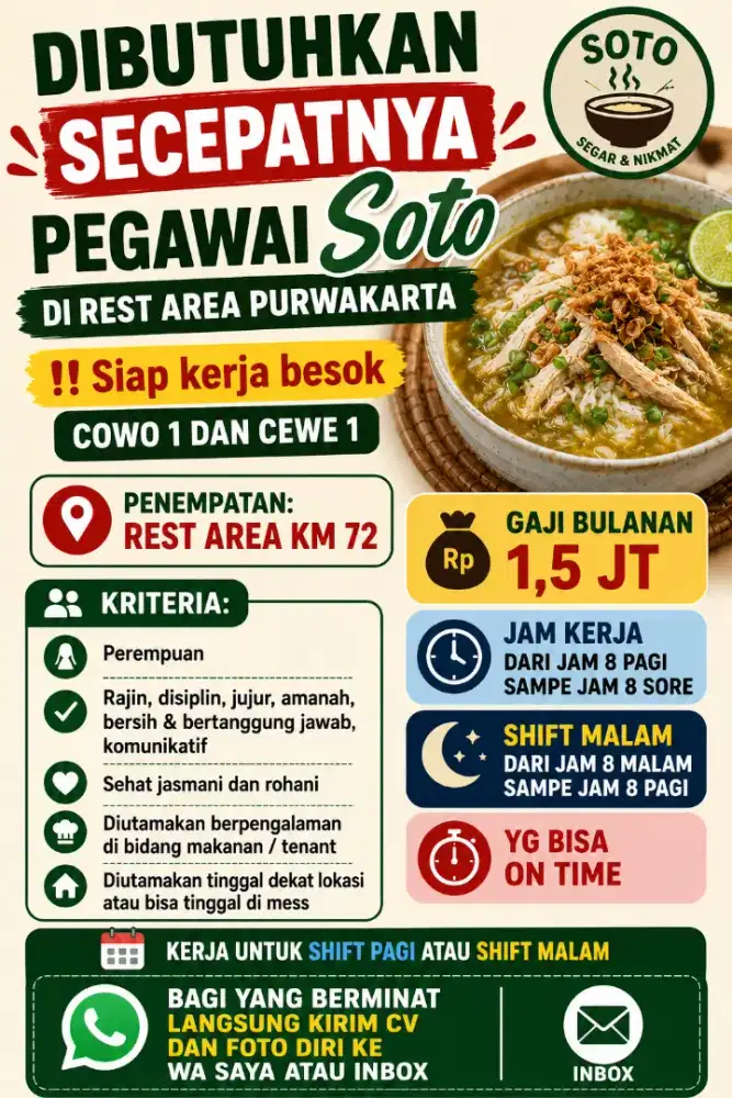 Di butuhkan pegawai segera