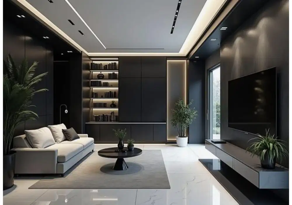 interior desain kitchen set kamar set wardrobe lemari backdrop tv