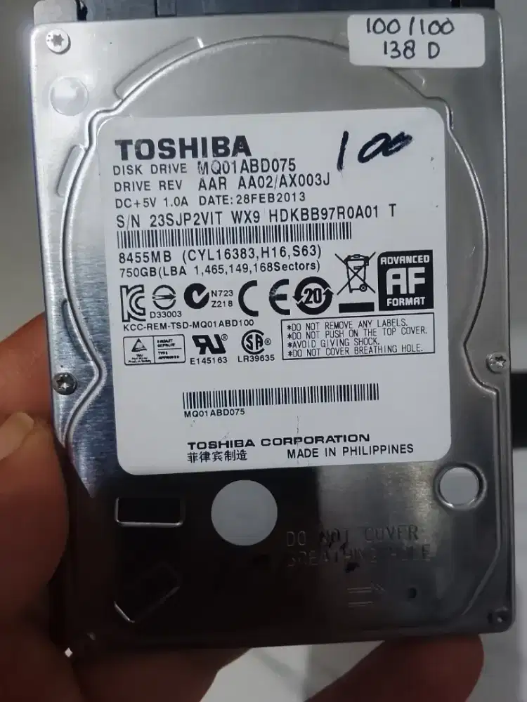 Hardisk HDD Laptop 750GB 2,5 inch Sehat