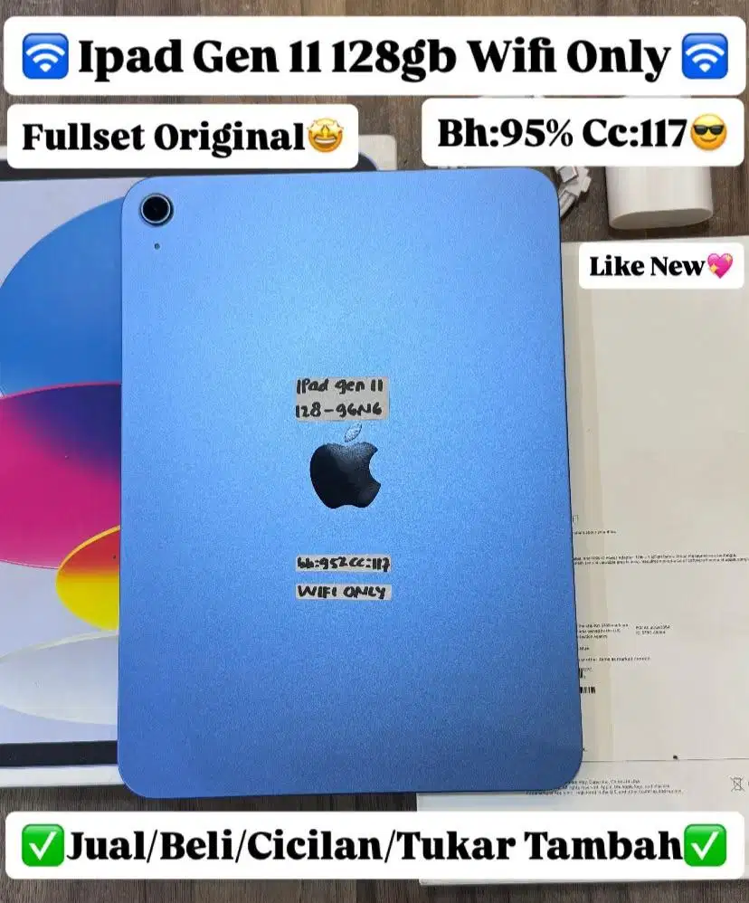 Ipad Gen 11 128 Gb Blue Fullset original