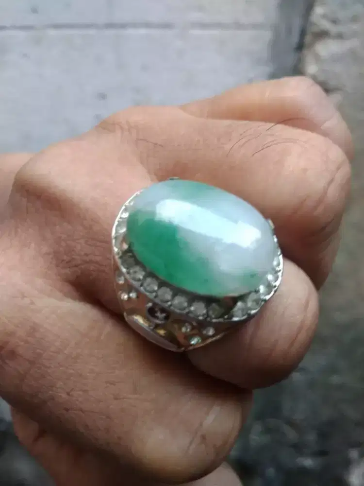 Cincin Ice Jade Kristal Totol Hijau