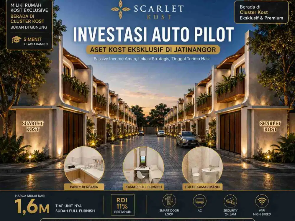 rumah kost exclusive 5 menit ke area kampus 6 kamar full furnish
