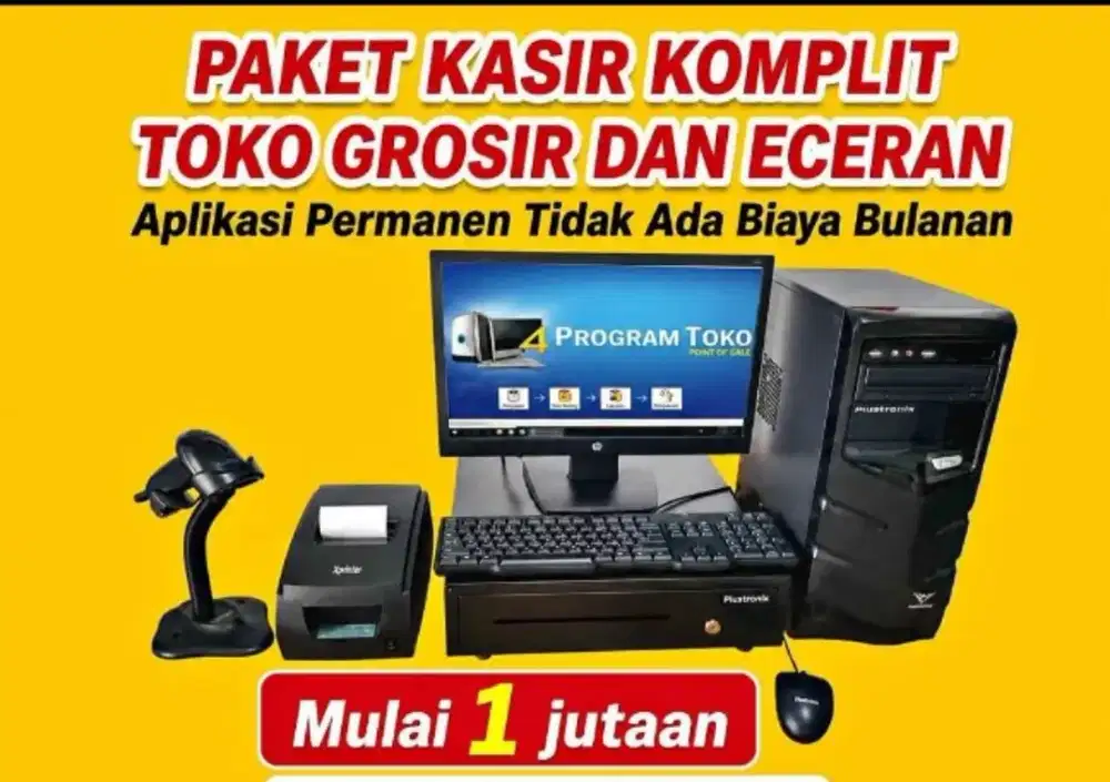 PAKET KOMPUTER KASIR TOKO MINIMARKET DLL SIAP PAKAI FULL SETT TERMURAH