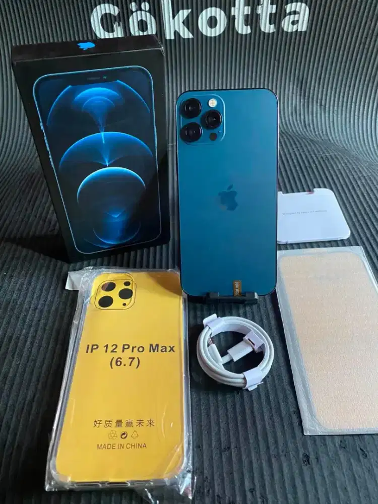 Iphone 12 Pro Max 128gb blue inter all operator fullset mulus no minus