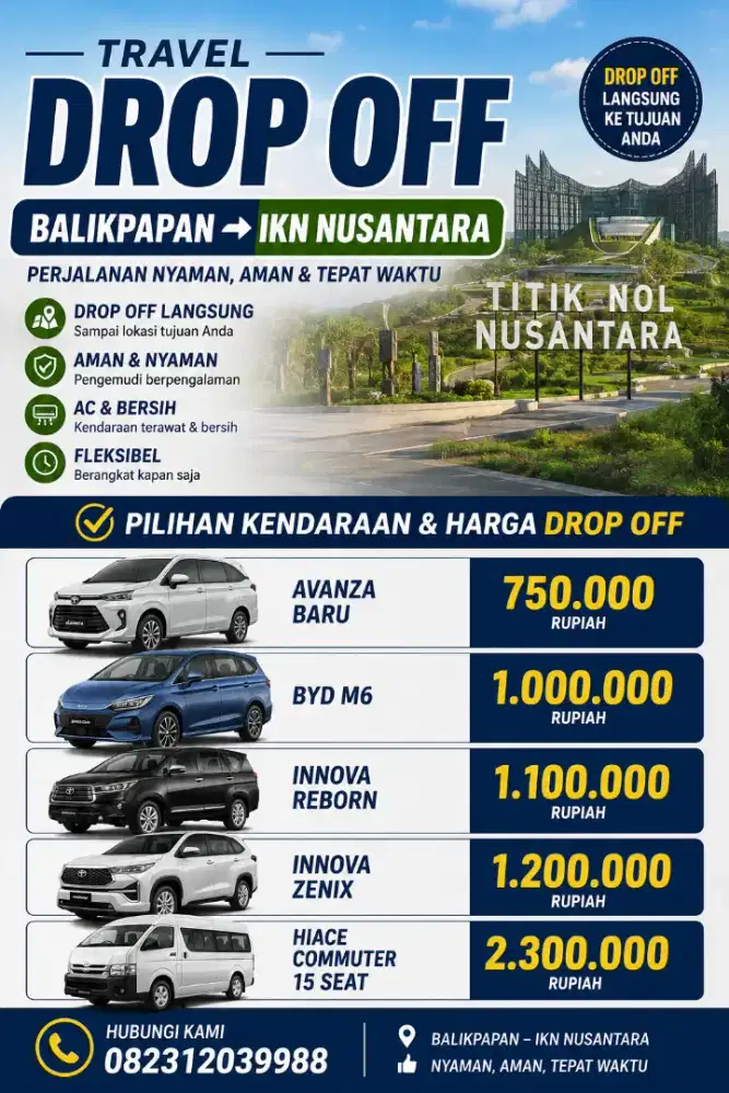 Rental mobil dan travel drop off balikpapan ikn nusantara