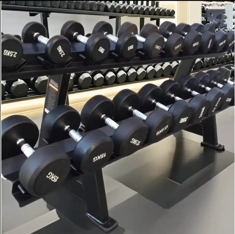 Dumbbell Set Bulat Dhz Hitam 2 Tingkat Import 2,5kg-30kg Total 300kg