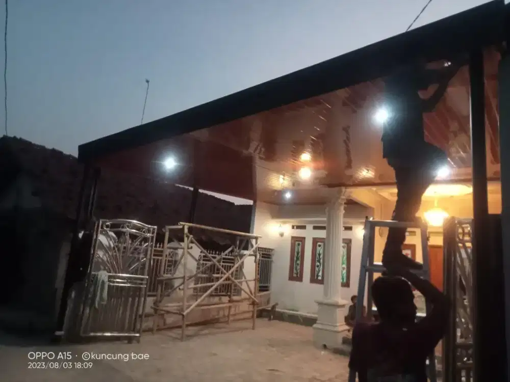 Kanopi alderon single+plafond PVC terpasang